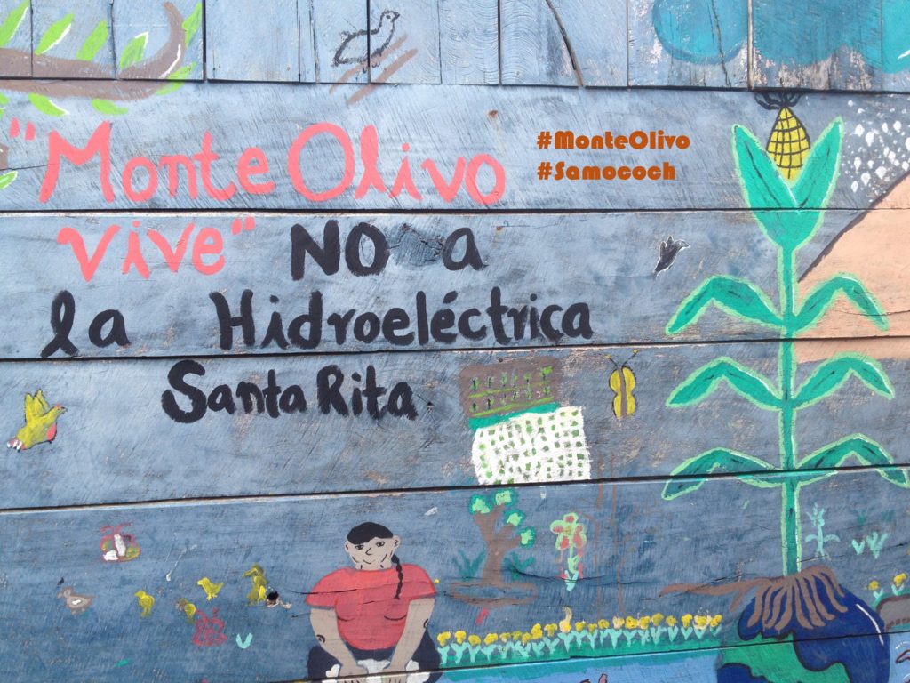 Mural que reivindica las luchas de la comunidad de Monte Olivo. Foto: Alvaro Chón
