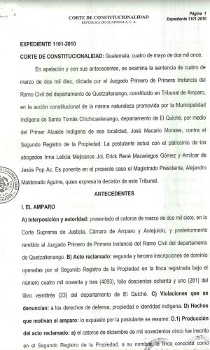 Caso de propiedad comunal; Chichicastenango vs Telgua