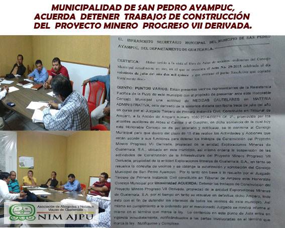 Municipalidad de San Pedro Ayampuc, acuerda detener trabajos de construcción del Proyecto Minero Progreso VII Derivada