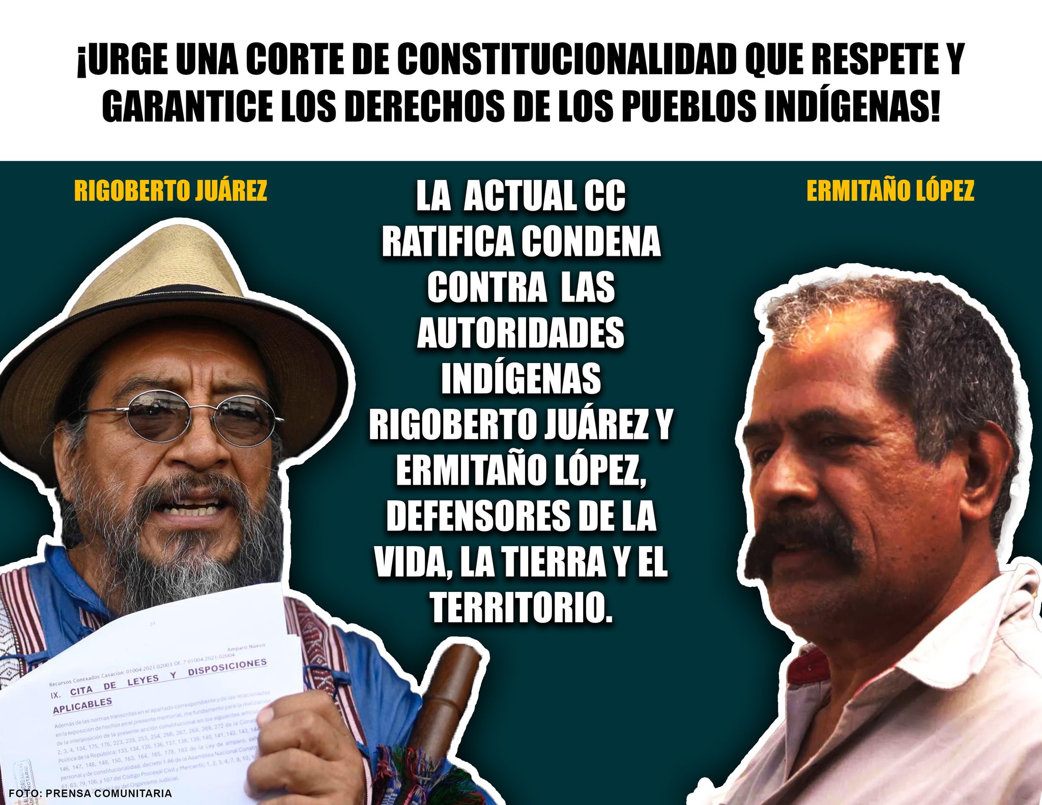 REPUDIAMOS LA CONFIRMACIÓN DE SENTENCIAS CONTRA DEFENSORES DEL TERRITORIO
