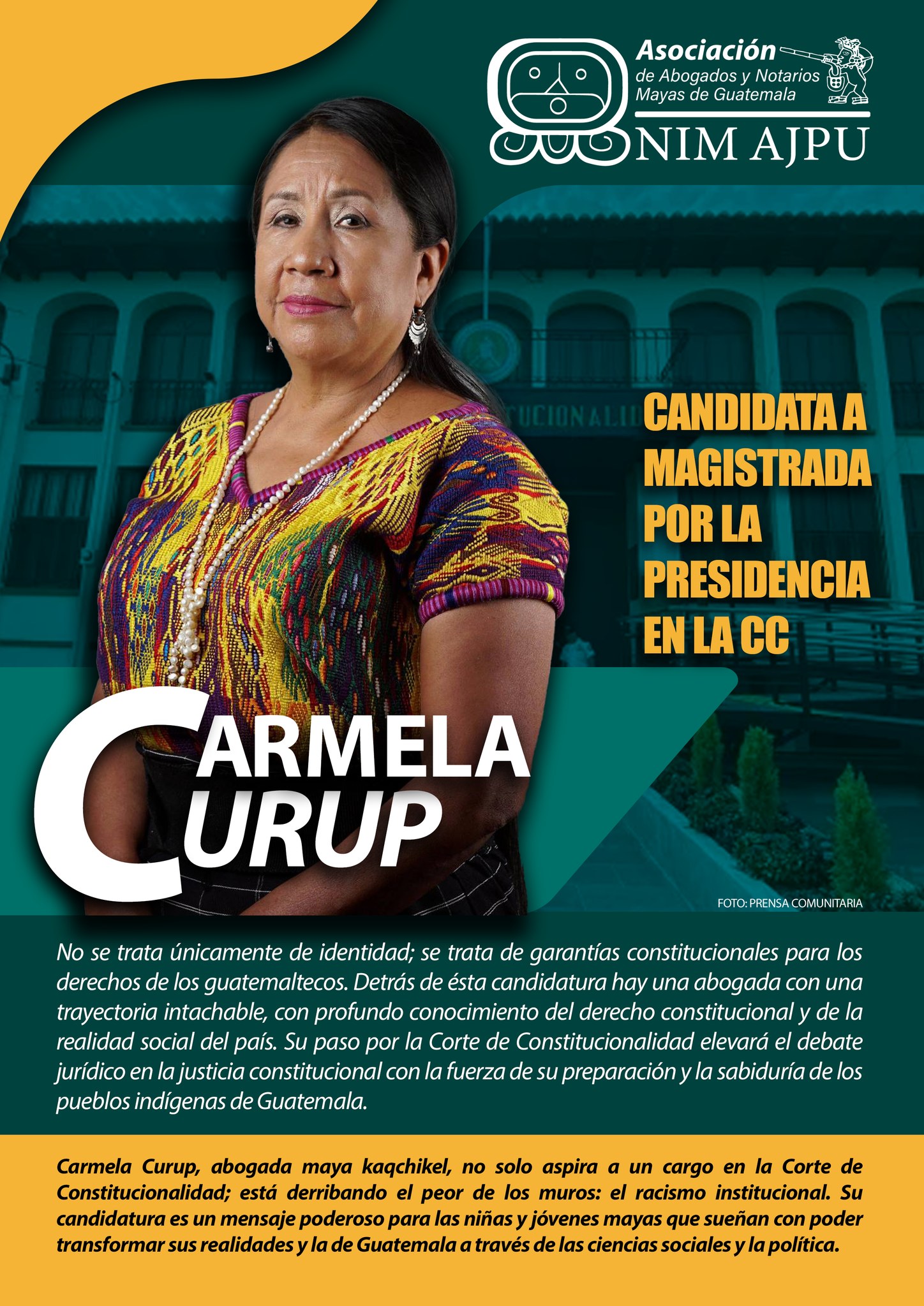 Carmela Curup, candidata a Magistrada por la Presidencia en la Corte de Constitucionalidad