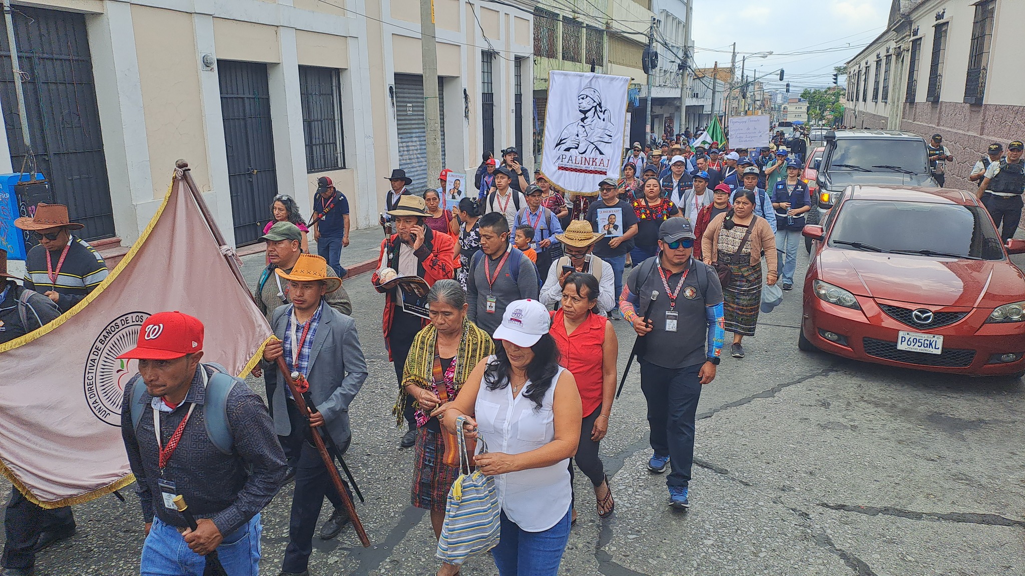 Caminata que exige la libertad de las autoridades indígenas Luis Pacheco y Héctor Chaclán de 48 Cantones en 2023